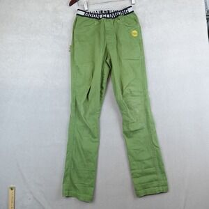 Moon Climbing Pants UK Womens XS Green Elastic Waist 24x30 Canvas Reinforced